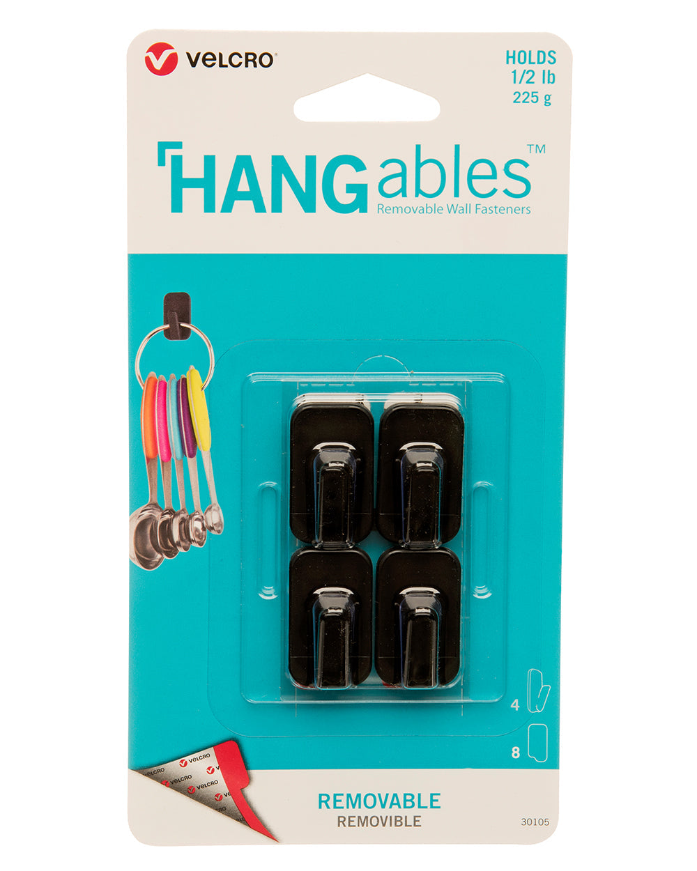 VELCRO HANGables Removable Micro Hooks 4 Count Black