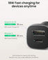 UGREEN Dual USB-C + USB-A QC 24W Aluminum Case Fast Car Charger Black