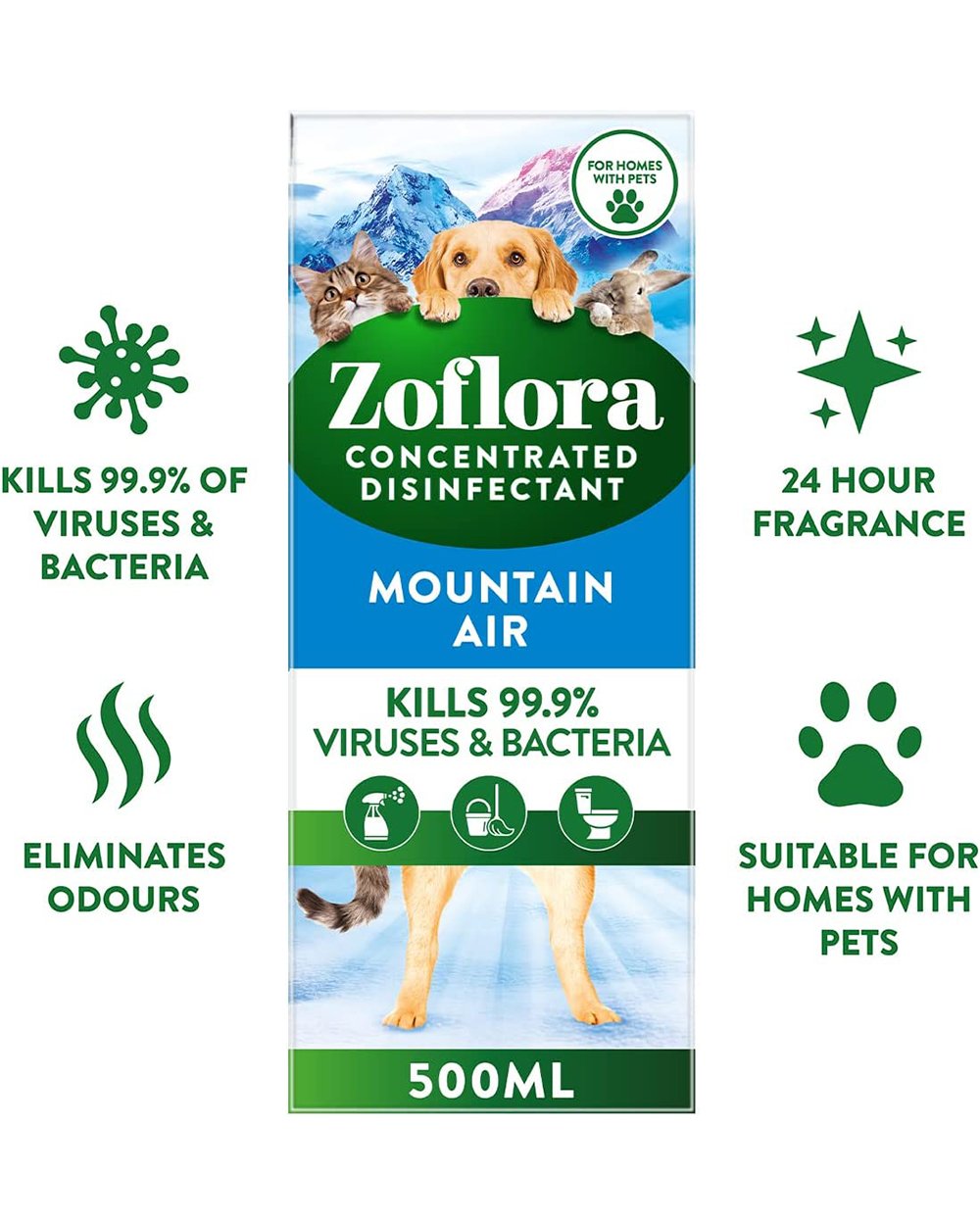 Zoflora Pets Concentrated Disinfectant Fresh Home Mountain Air