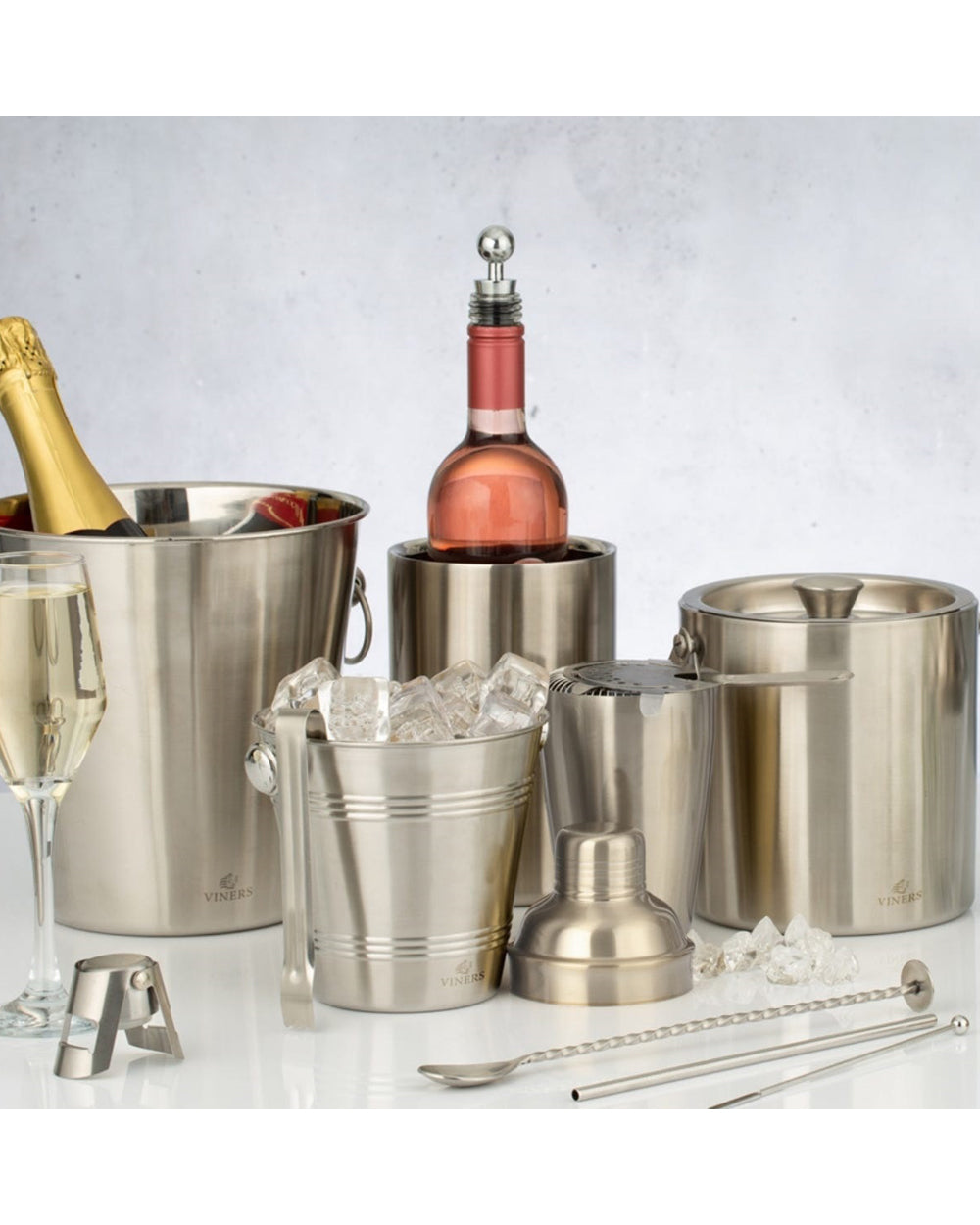 Viners Barware 1.3 Liter Silver Double Wall Wine Cooler