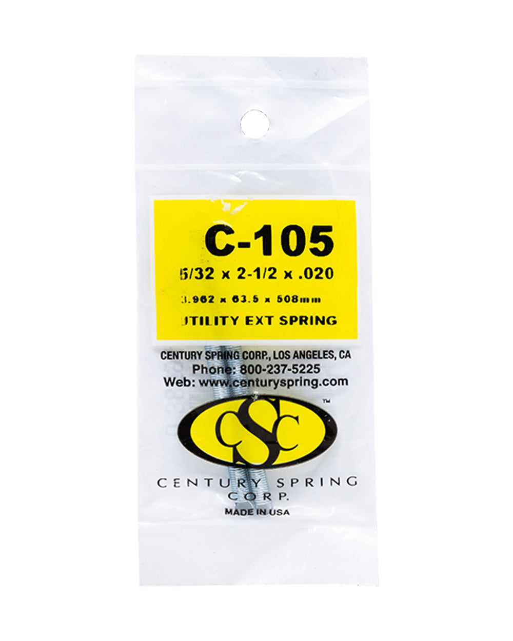 Utility Extension Spring Pack Of 2 - 3.962 x 63.5 x .508 mm