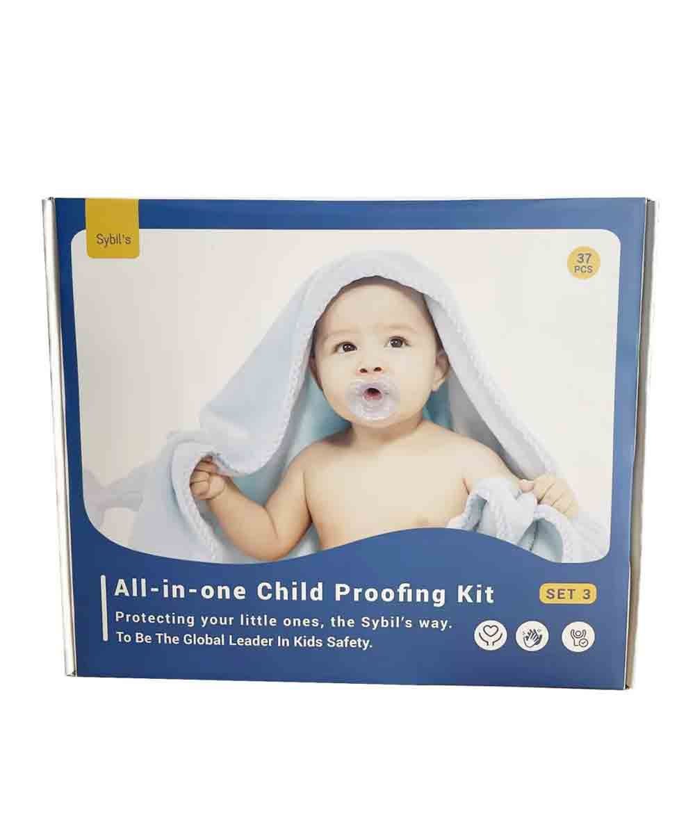 Sybils Childproofing 37pcs Home Safety Kit | 6 Cabinet Locks | 4m Edge Protector | 8 Corner Guards | 16 Socket Covers | 1 Door Stopper | 4 Magnetic Cabinet lock + 1 Key|Home Safeguarding | Ideal Gift For Newborns Proofing Safety Kit