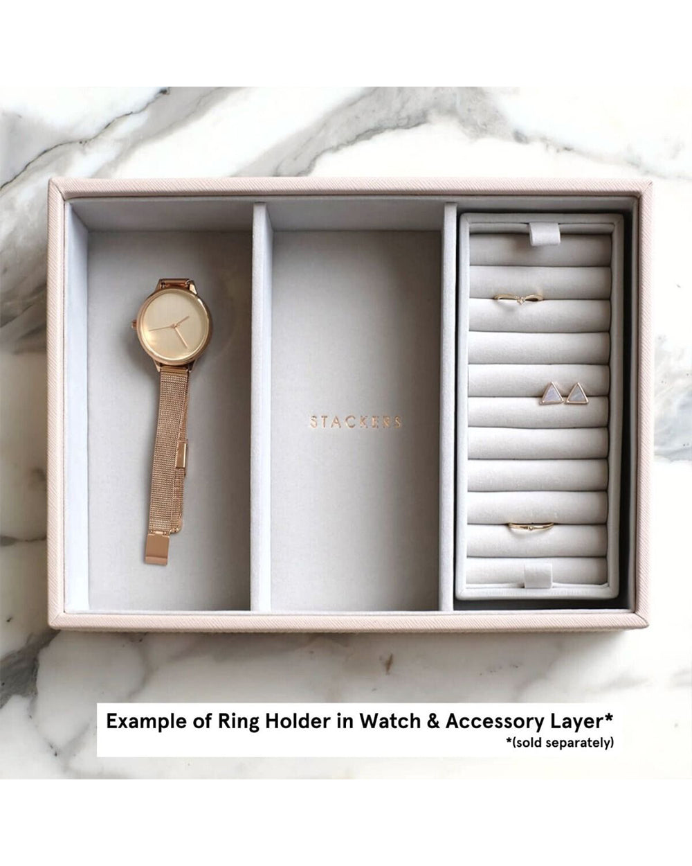 Stackers Velvet Ring Holder Grey