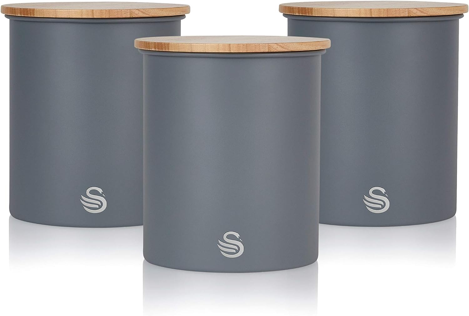 Swan Canisters Set of 3 Slate Grey