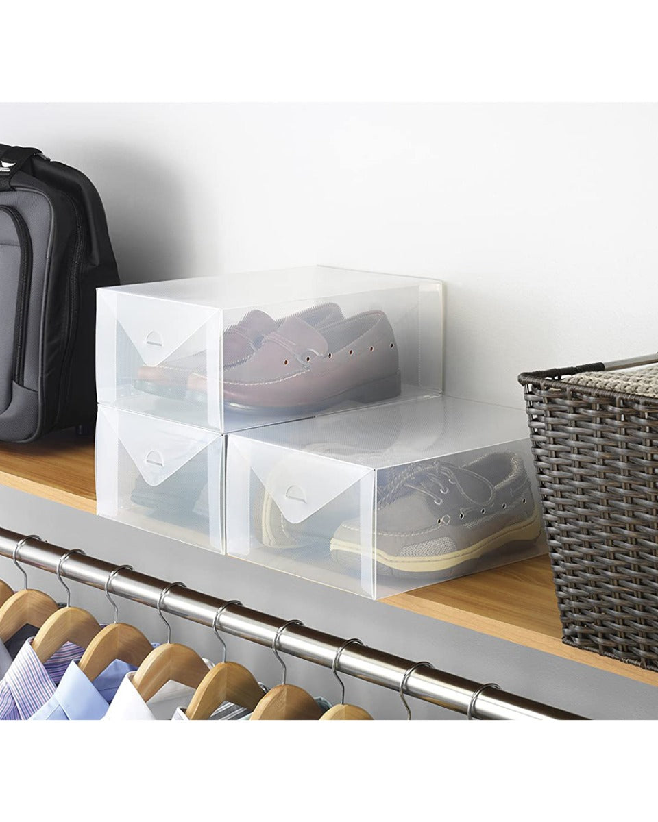 Whitmor Clear Men Shoe Boxes Small Set of 3 Pieces