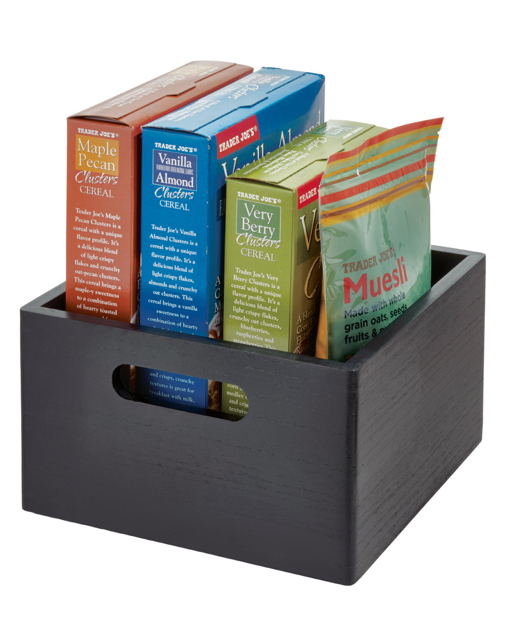 The Home Edit Wood All Purpose Bin 10 x 10 x 6 inch Black