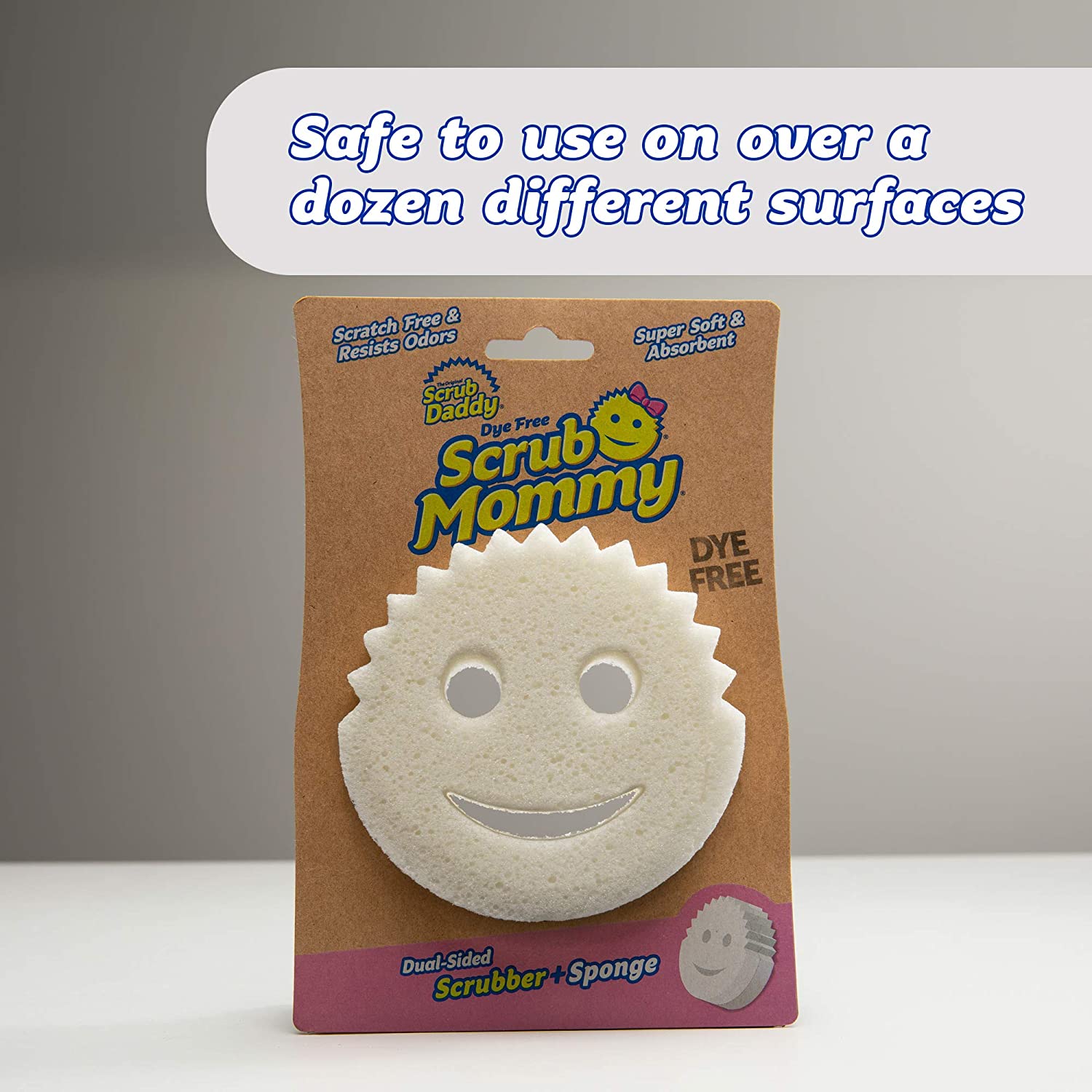 Scrub Daddy Scrub Mommy, Dual-Sided Scrubber & Sponge, Dye/Scratch Free White