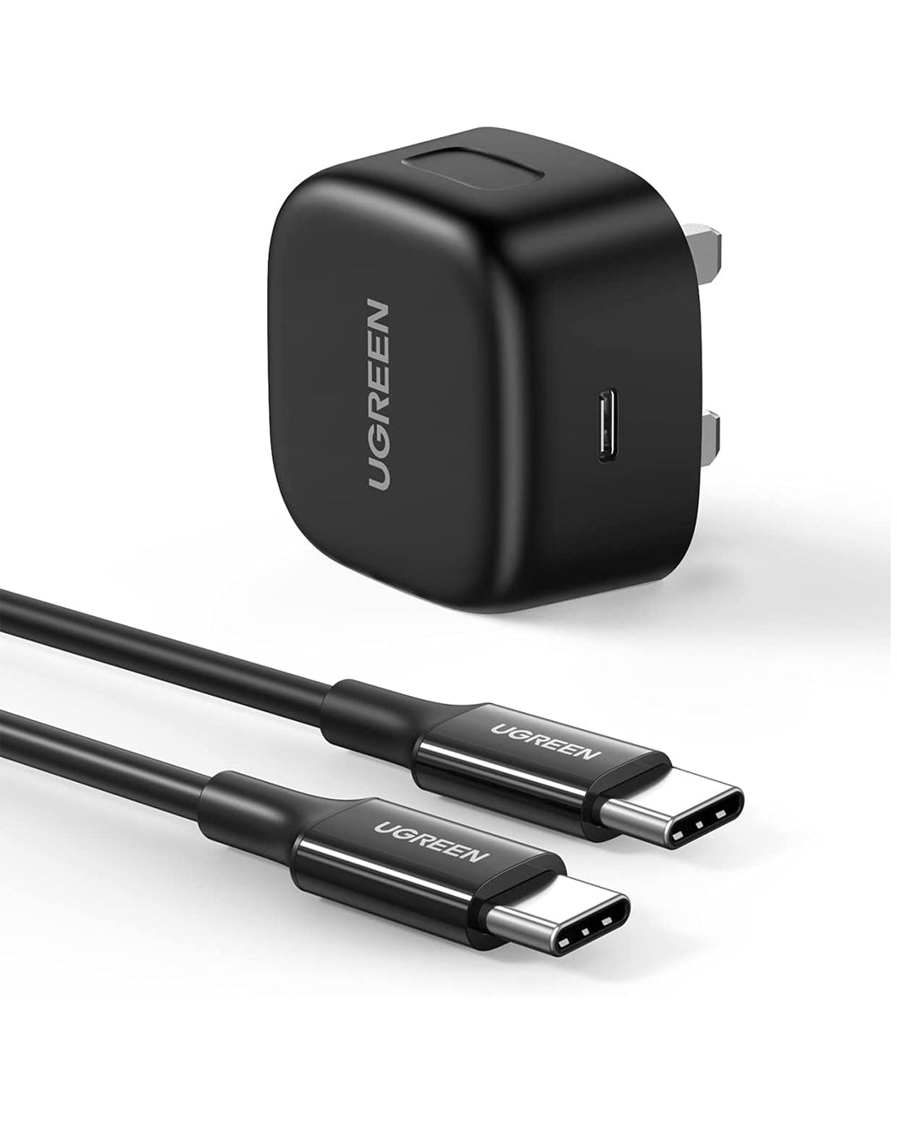 UGREEN 25W PD USB-C Fast Charger UK With C to C Cable 2 Meter Black