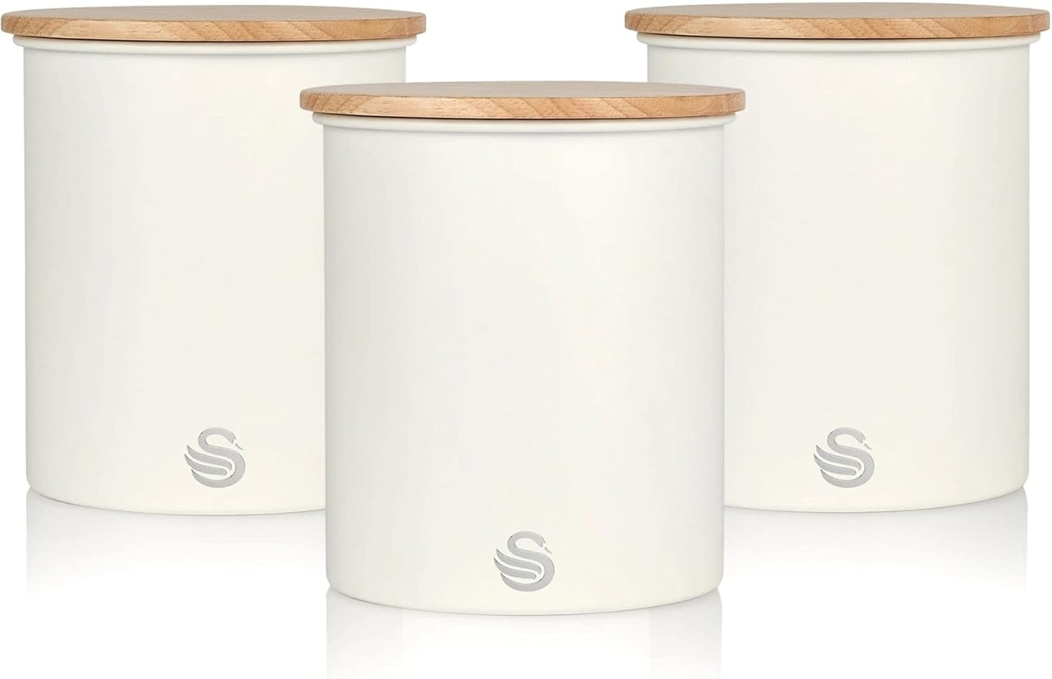 Swan Canisters Set of 3 Slate Cotton White