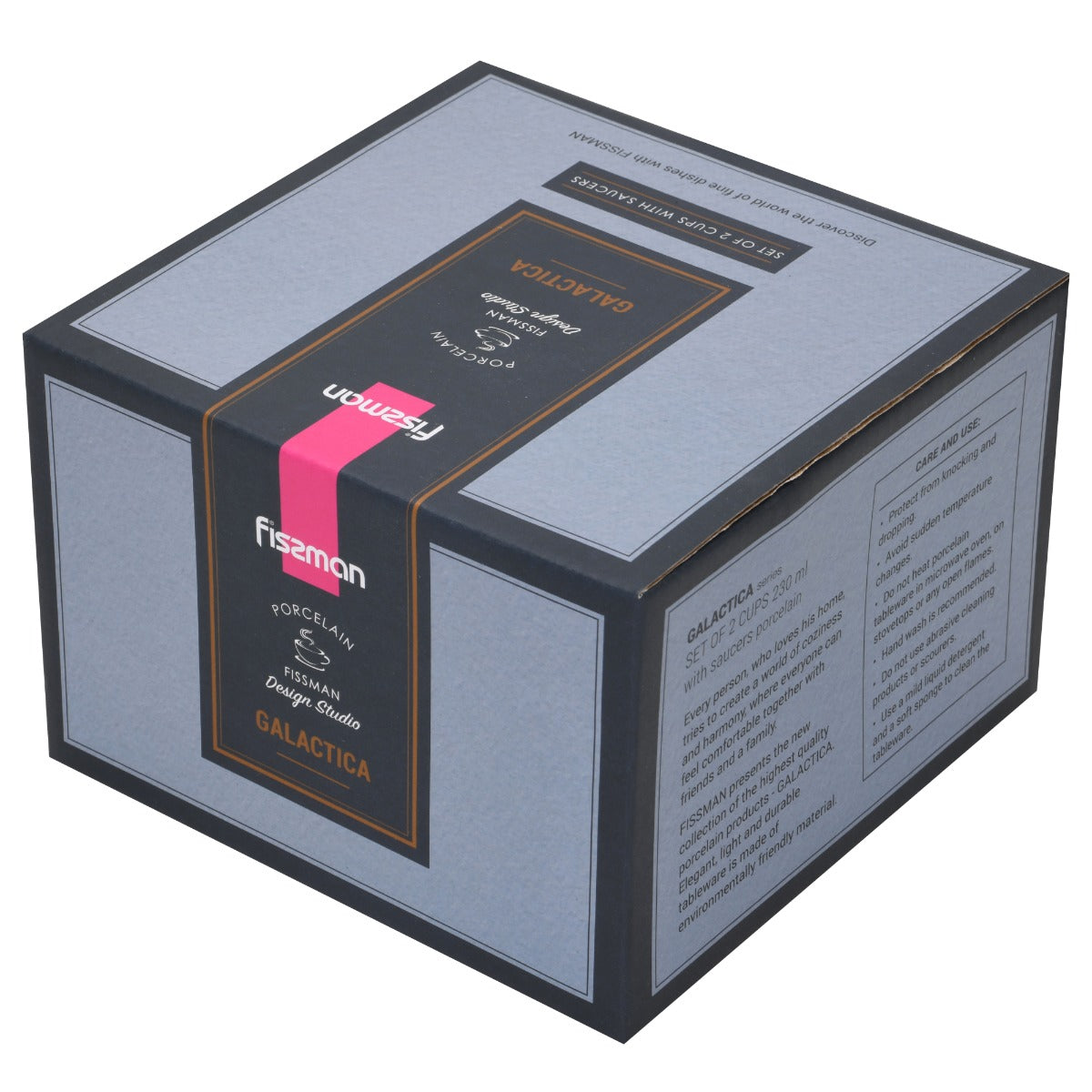 Fissman Galactica 230 ml Set of 2 Cups With Saucers