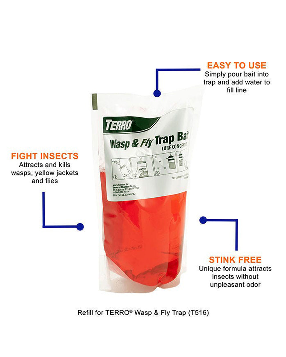 Terro Large Wasp & Fly Trap Refill - 2.0 x 4.2 x 7.50 inch