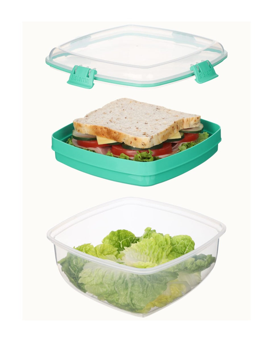Sistema 1.63 Litre Salad Plus Sandwich To Go Teal