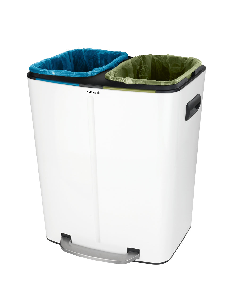 Wenko Pedal Bin Primo, Easy-Close, White 2 x 20 Liter