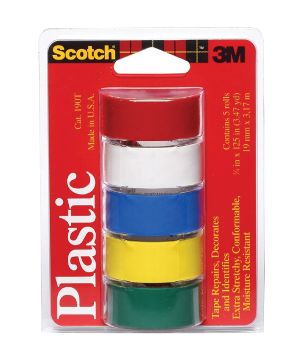 Scotch Colored Plastic Tape Assorted 3/4 X 125 inch