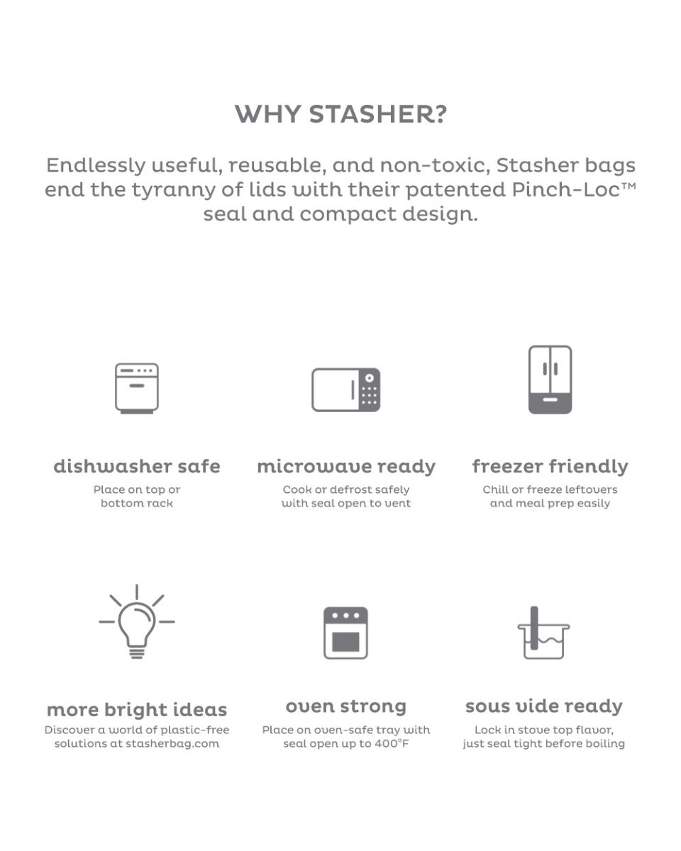 Stasher 290ML Reusable Silicone Snack Bag Quartz