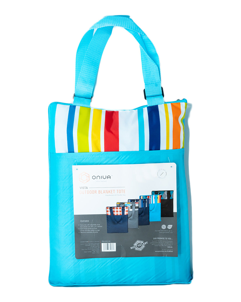 Vista Outdoor Picnic Blanket Aqua Blue/Multi Stripes
