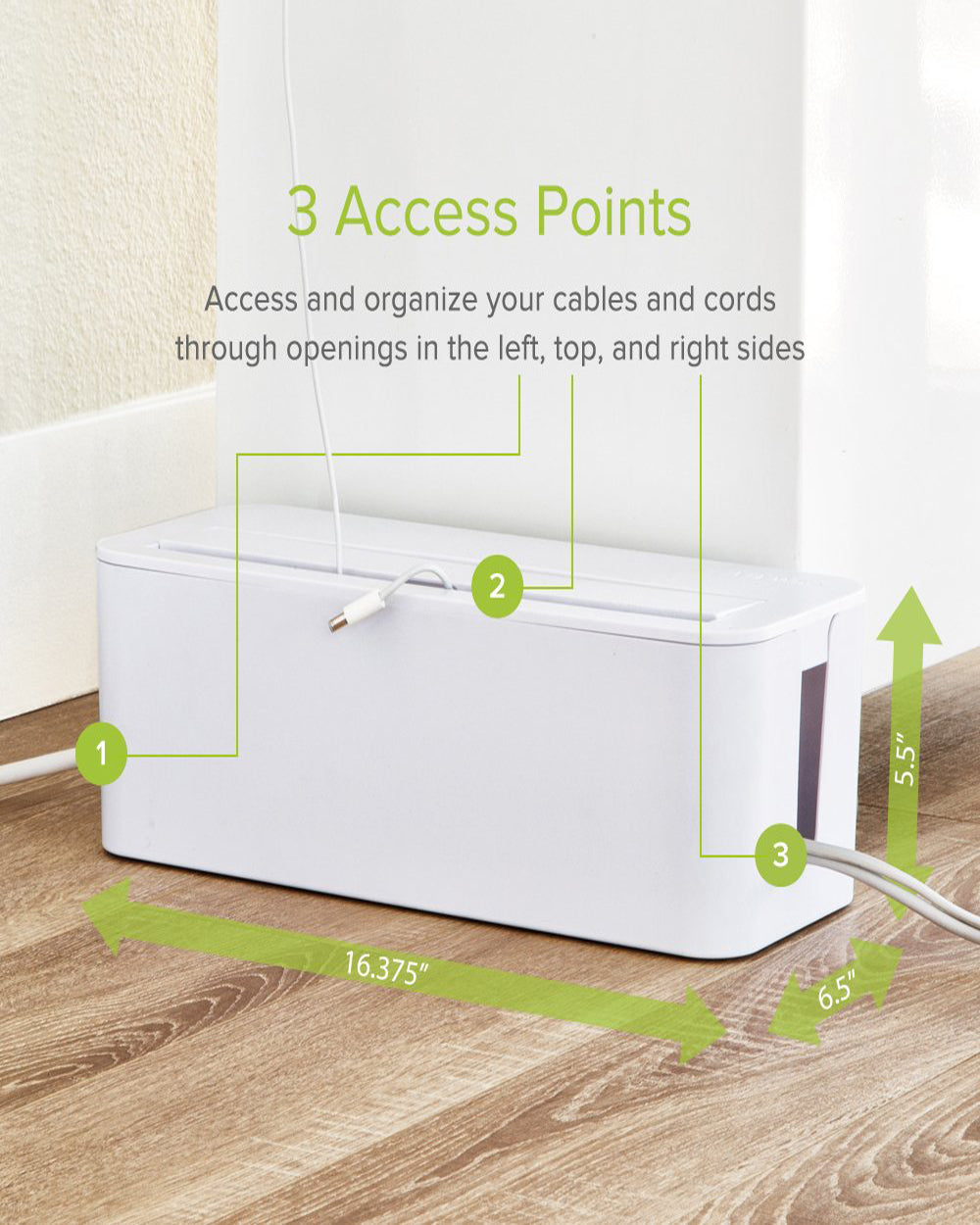 UTW In-Box Cable Organizer Under Desk White