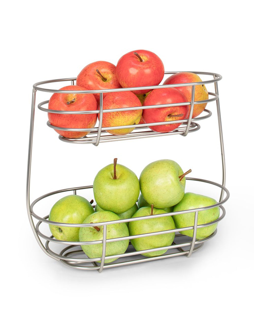 Spectrum Euro Small 2 Tier Fruit Basket Satin Nickel