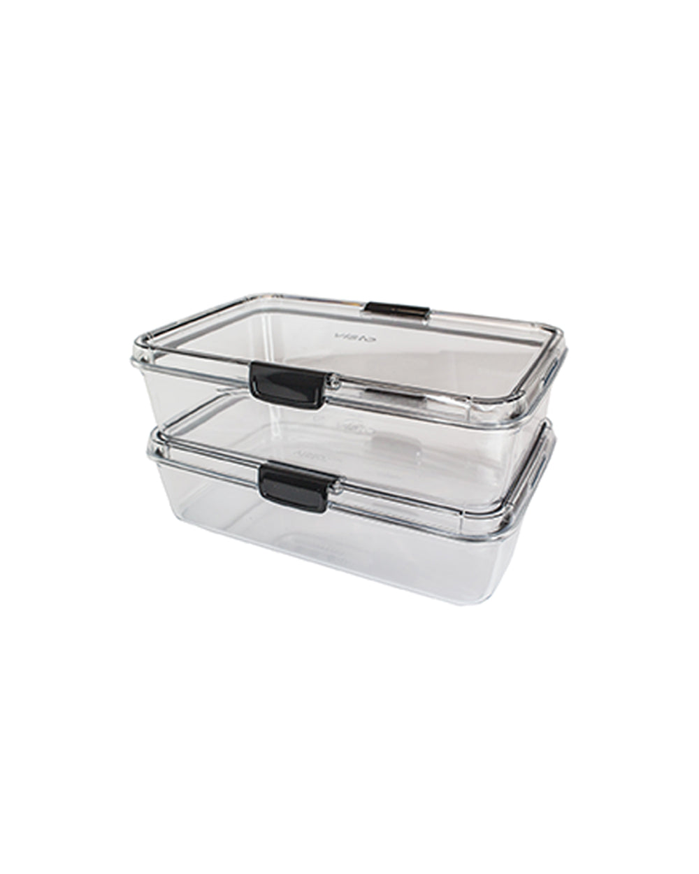 Visto Max 2.3 Liter Rectangle Storage Container Twin Pack with Clear Base & Lid