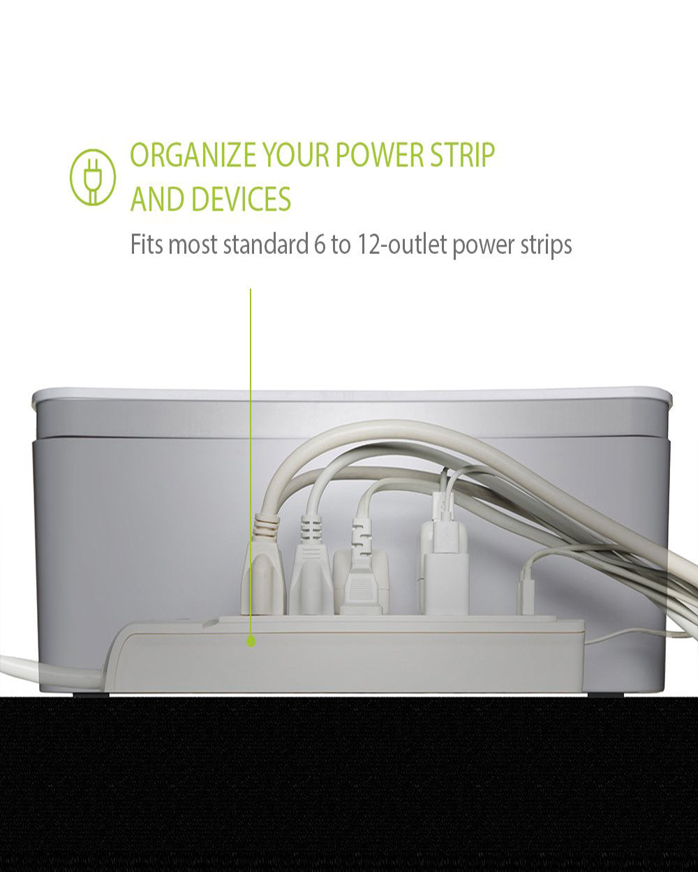 UTW In-Box Cable Organizer Under Desk White