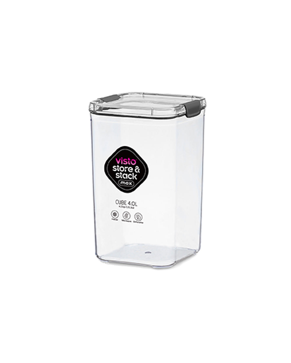 Visto Max 4 Liter Cube Storage Container with Clear Base & Lid