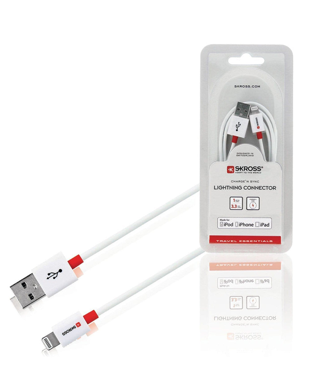 SKROSS Essentials Charge & Sync Lightning Connector 1 Meter Cable White