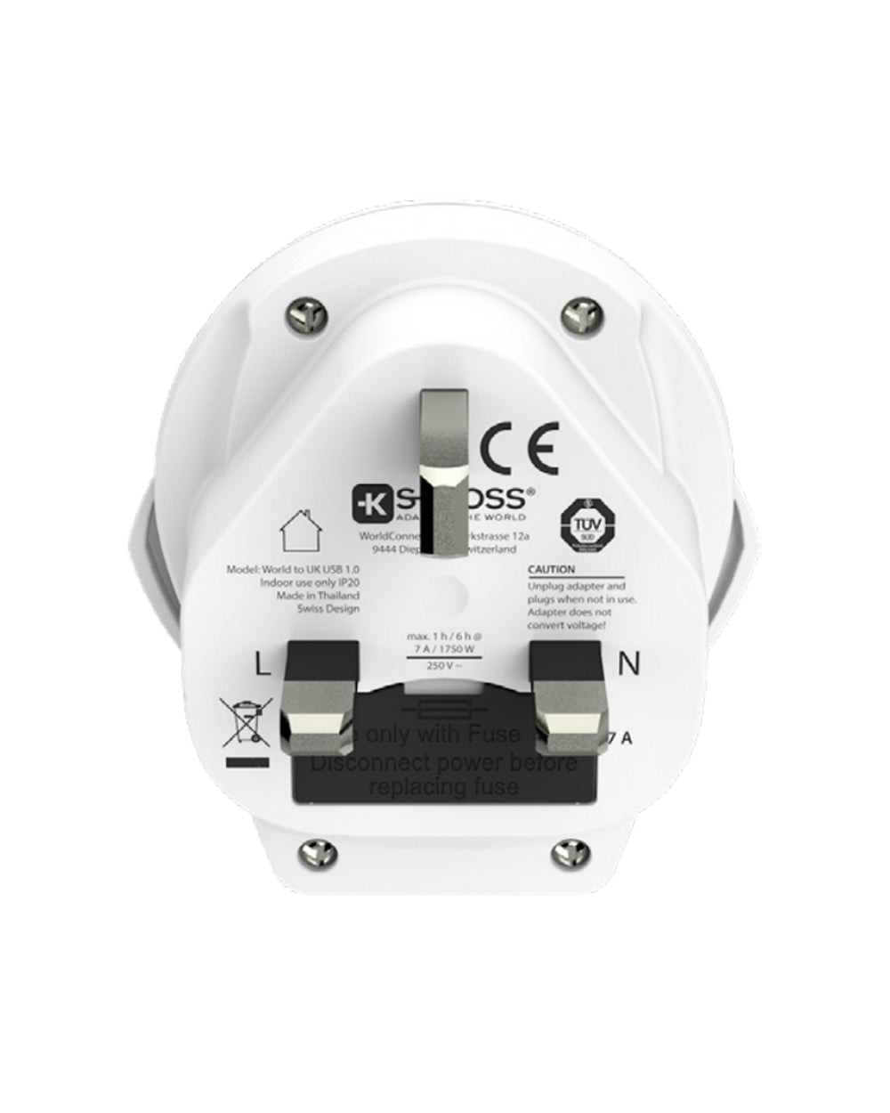 SKROSS Power Plug Adapter Type G UK Universal White