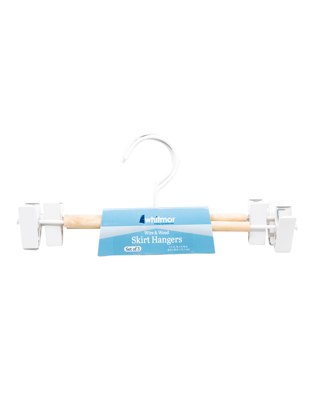 Whitmor Frosted Wire & Wood Set Of 3 Skirt Hanger White