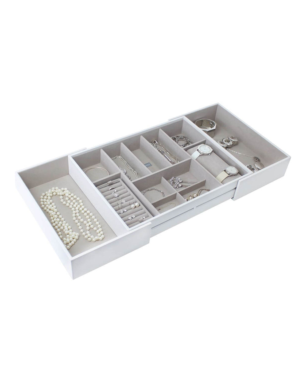 White & Grey Large Stackers Slider with Small Compartments