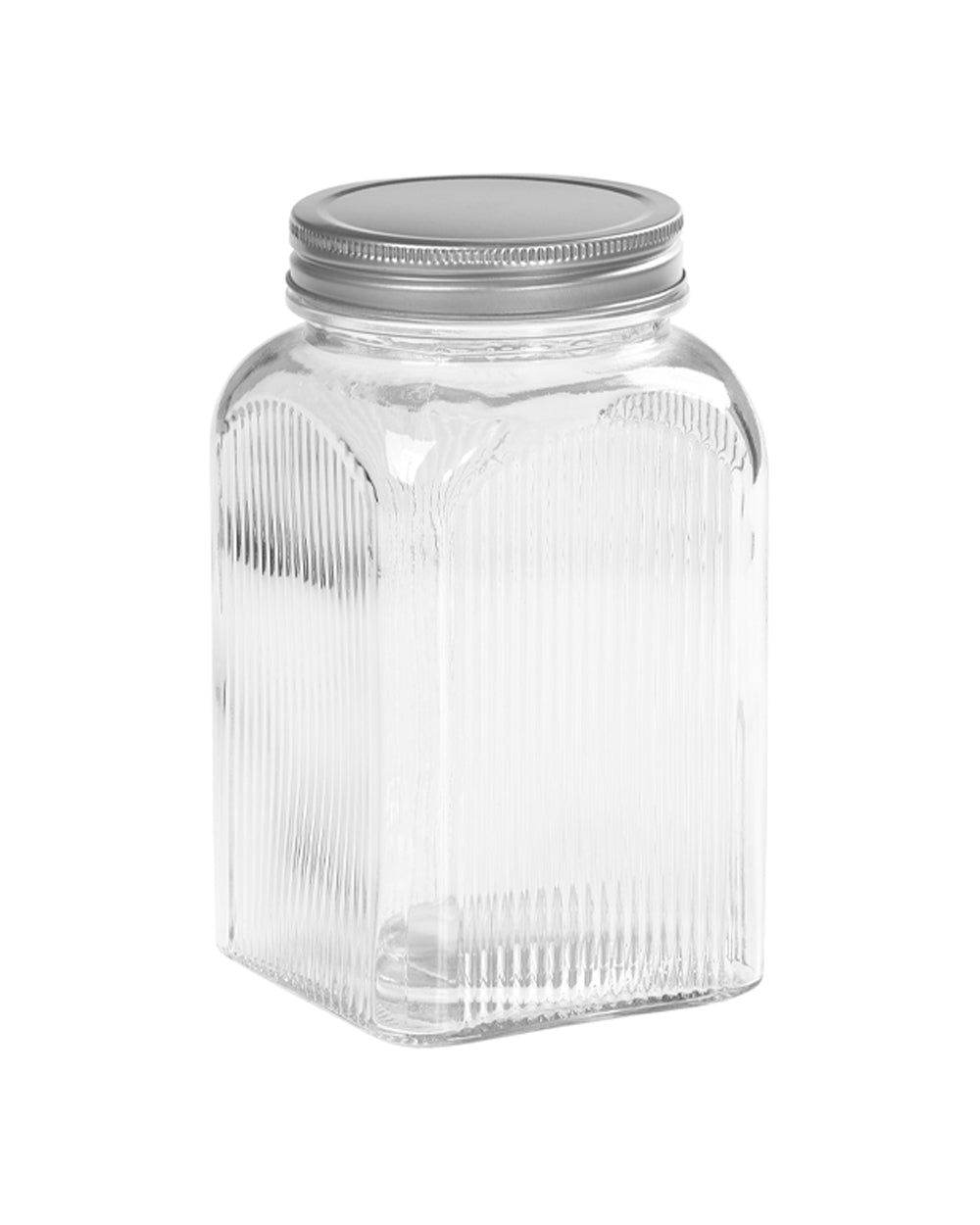 Tala 1.25 Liter Plain Ribbed Glass Storage Canisters with Screw Top Tin Lids