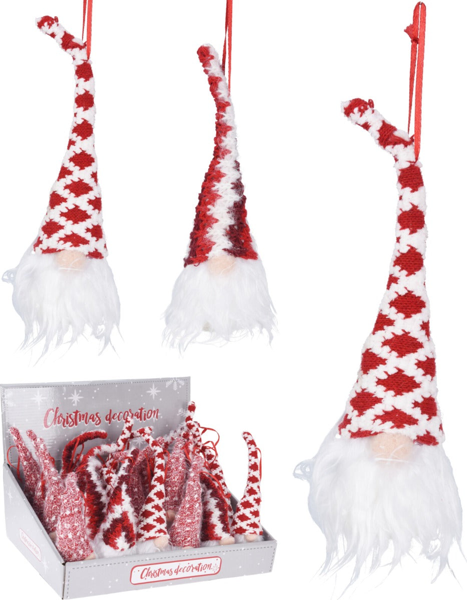 Homesmiths Gnome Hang deco 20cm 3 Assorted Red