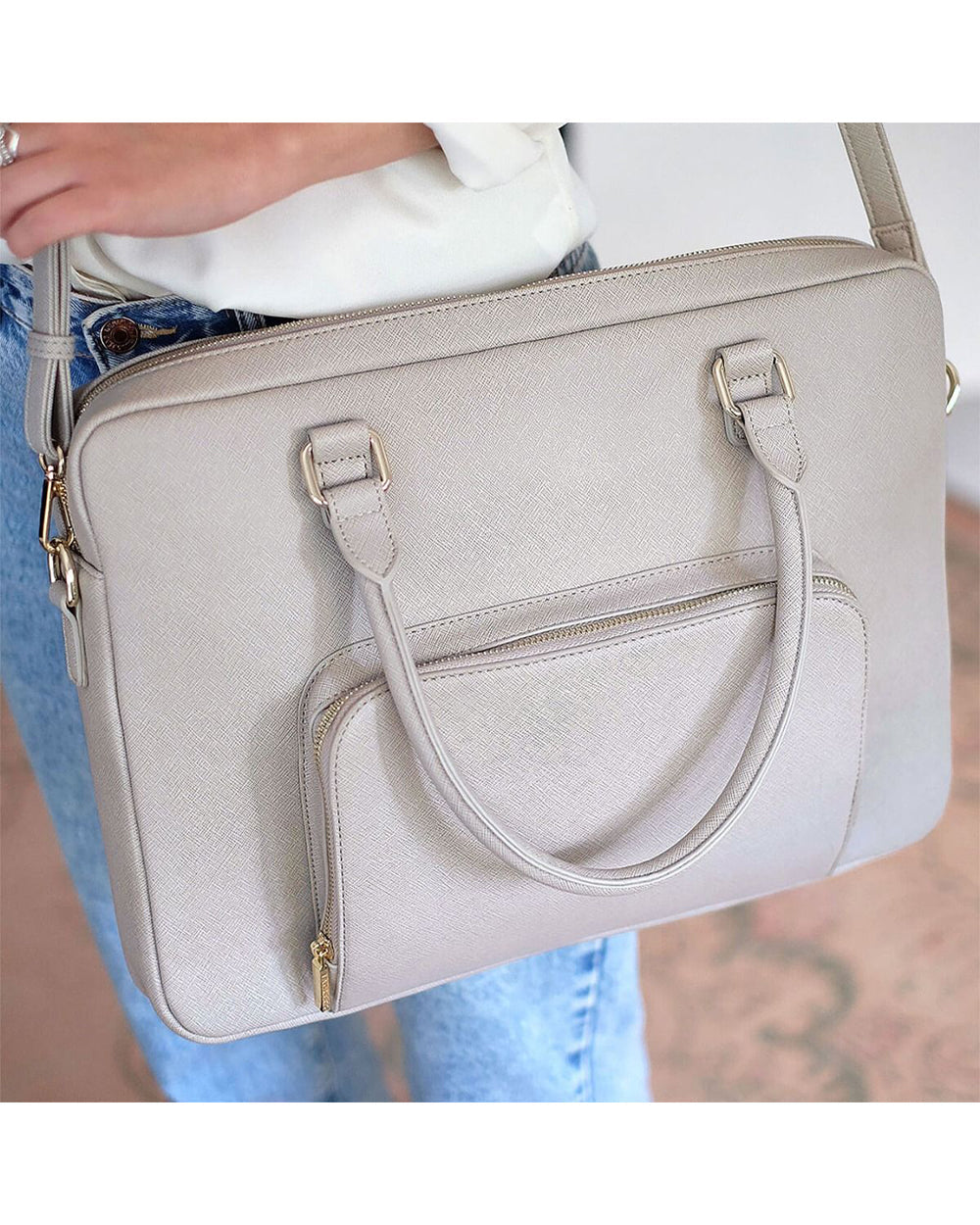 Stackers Laptop Bag Taupe