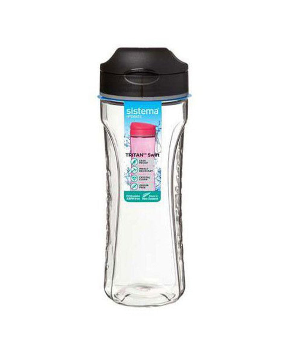 Sistema 600ml Tritan Swift Water Bottle Black