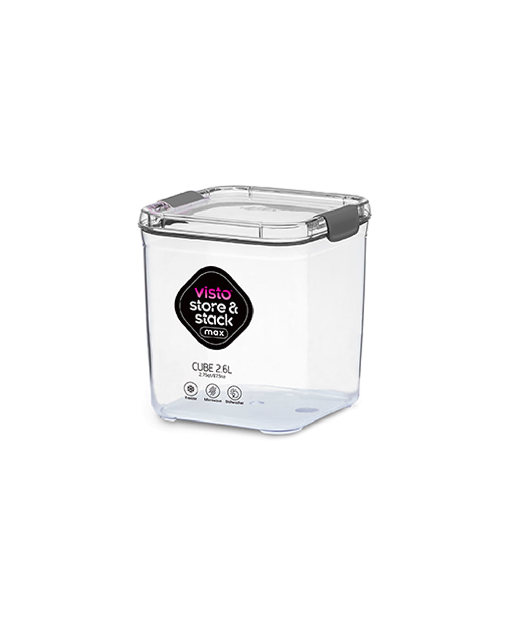 Visto Max 2.6 Liter Cube Storage Container with Clear Base & Lid