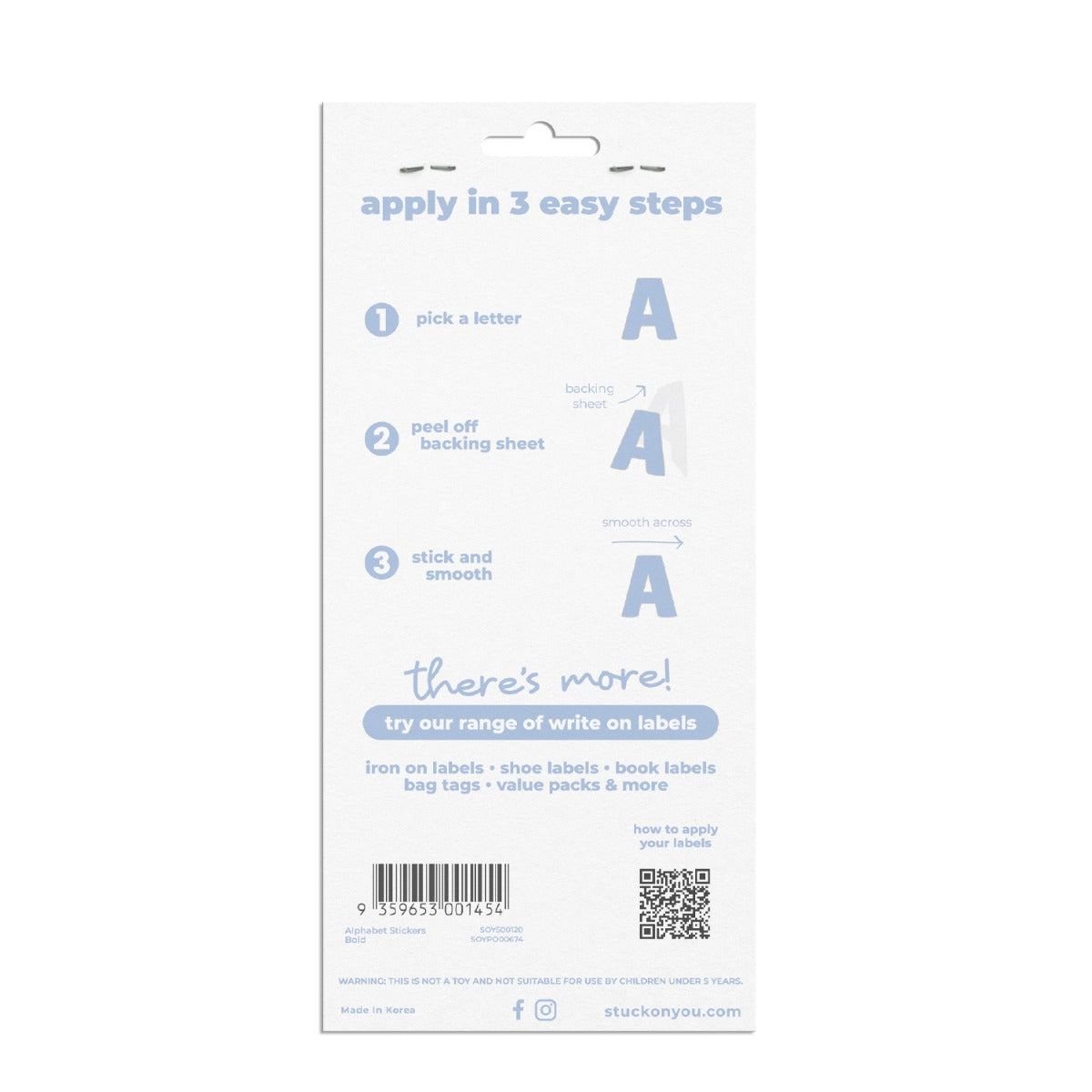 Stuck on You Novelty Alphabet Stickers White