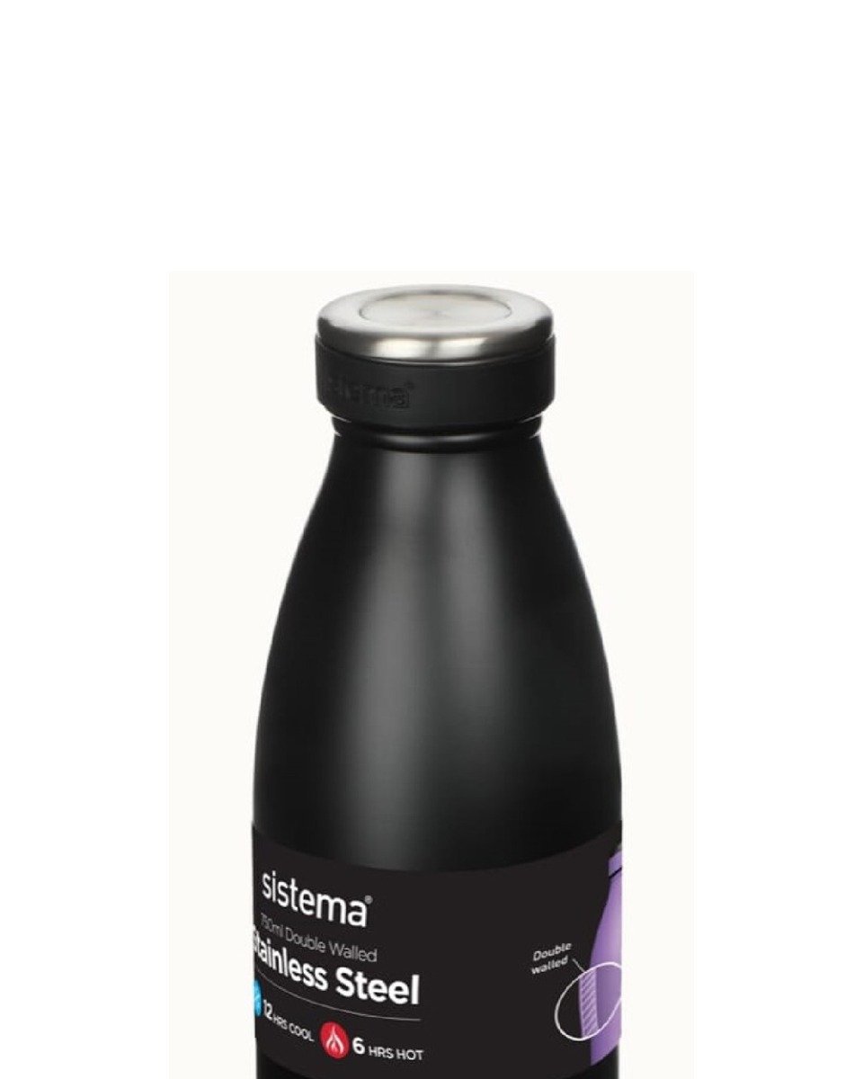 Sistema Stainless Steel Water Bottle Black 750ML