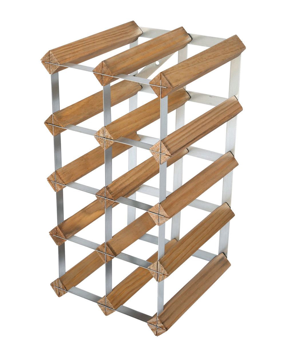 RTA Galvanized Steel & Light Oak Assembled 12 Bottel Wine Rack
