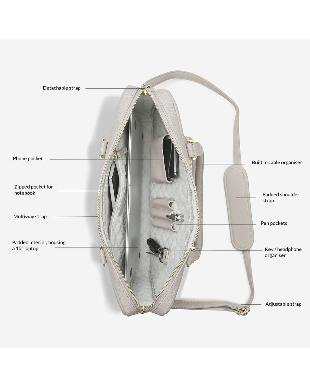 Stackers Laptop Bag Taupe