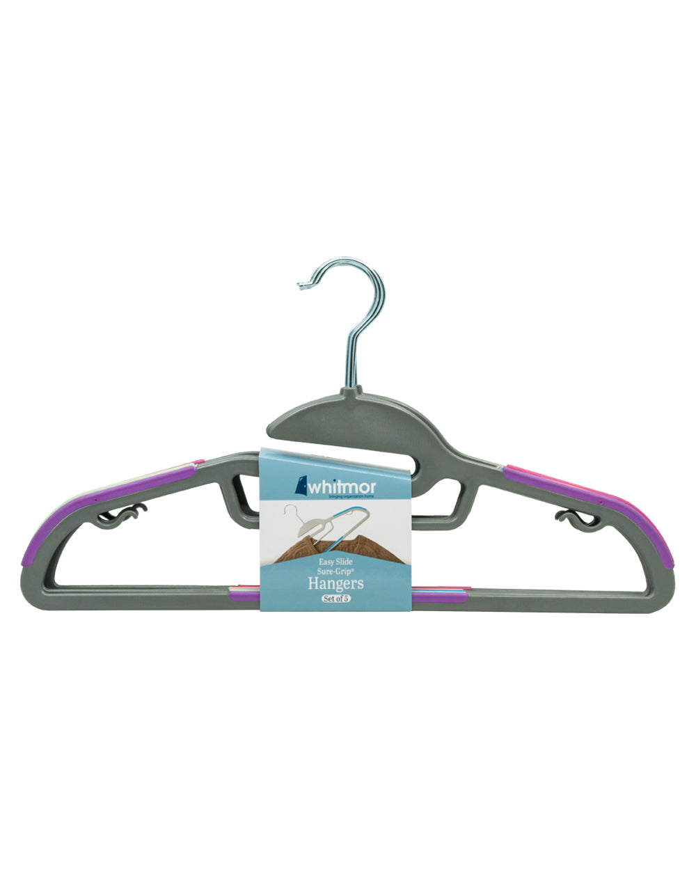 Whitmor Easy Slide Sure Grip Hangers Set of 5 Pieces