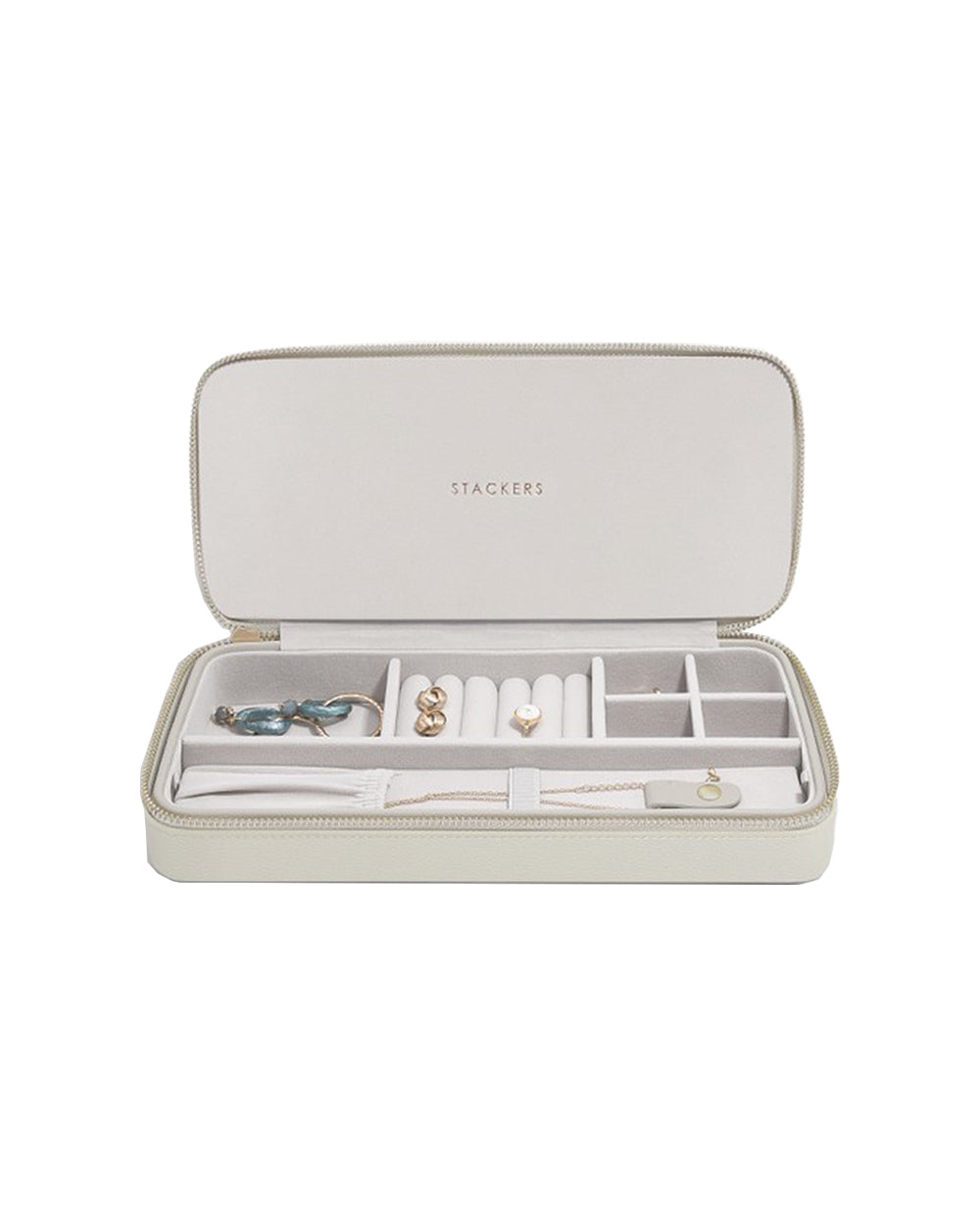 Stackers Sleek Necklace Zipped Travel Jewellery Box  Oatmeal