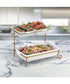 Shallow 2 Tier Rectangle Serving Set with Gold Stand 8 inch & 2 inch