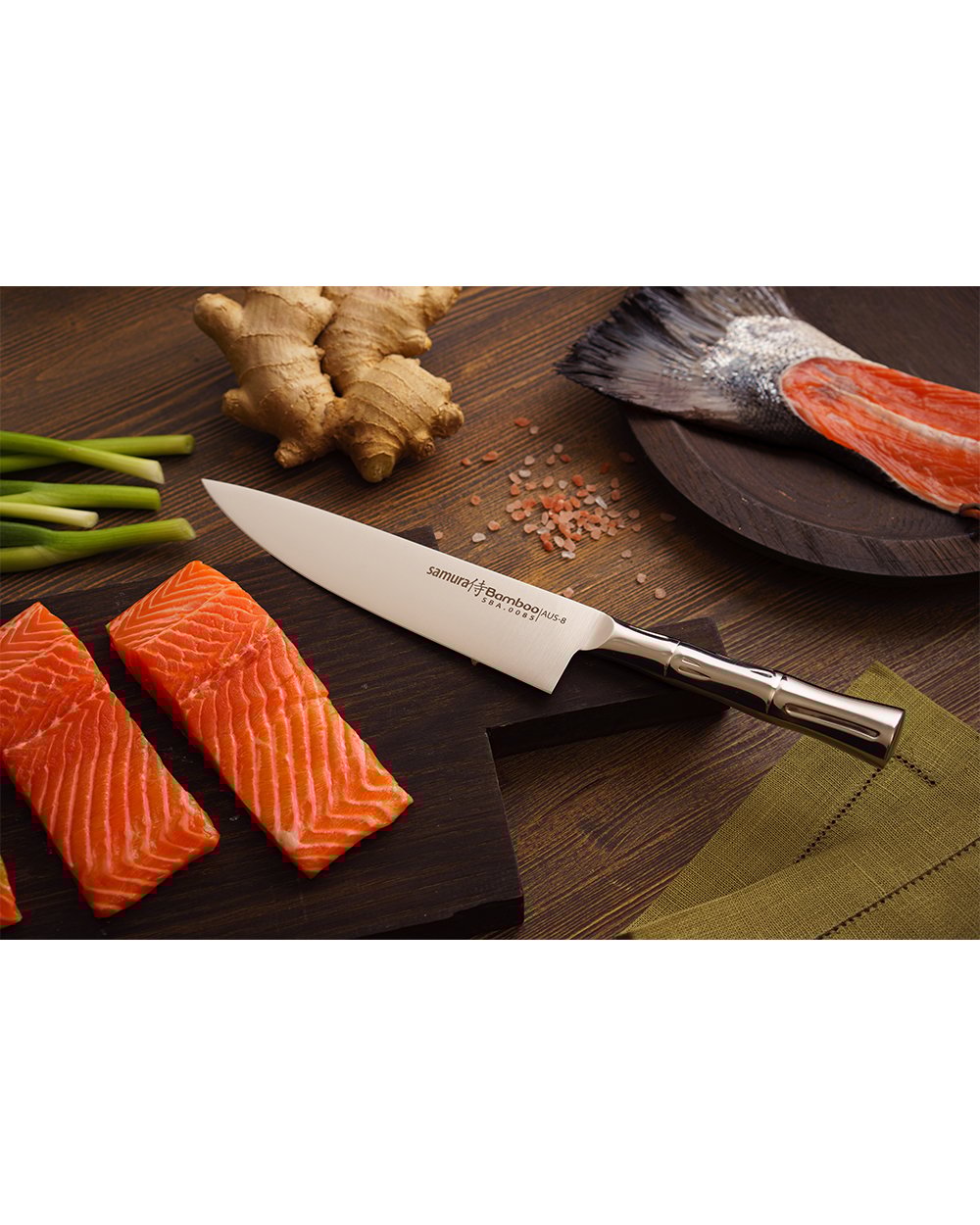 Samura Bamboo Kitchen Knives Set Of 3 Paring, Utility & Chef's Knife