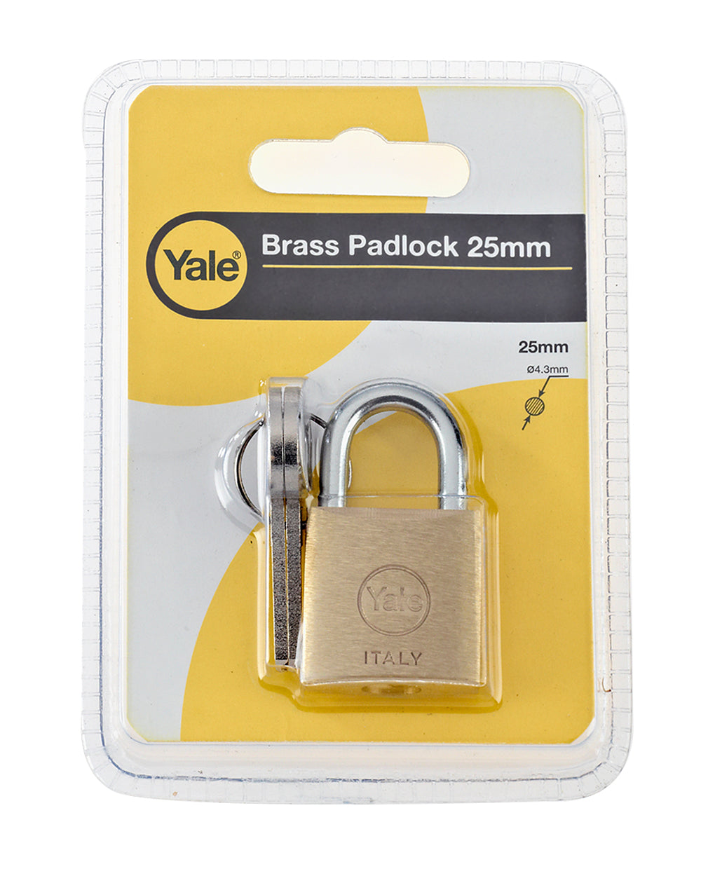 Yale 110 Series Standard Brass Padlock 25mm