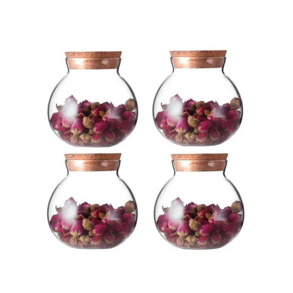 1Chase Borosilicate Glass Storage Jar With Airtight Bamboo Lid 500 ML Pack of 4