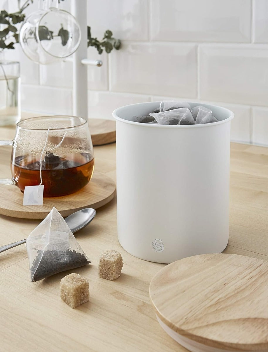 Swan Canisters Set of 3 Slate Cotton White