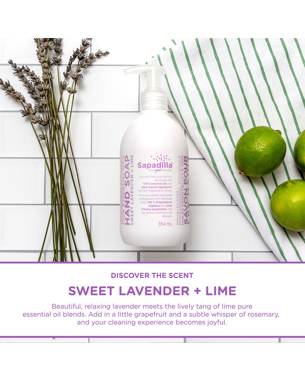 Sapadilla 12oz Hand Soap Sweet Lavender + Lime
