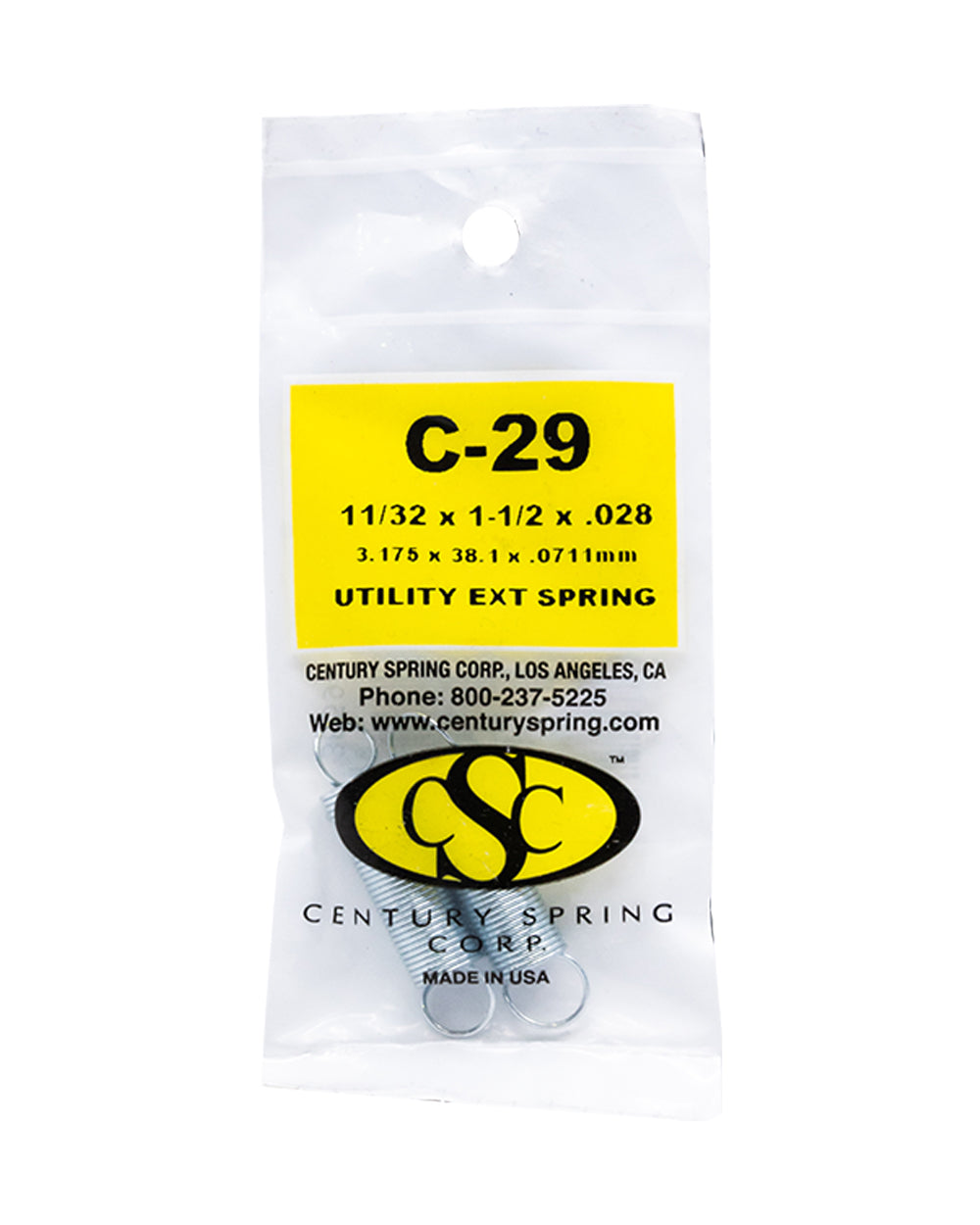 Utility Extension Spring Pack of 2 - 3.175 x 38.1 x .0711 mm