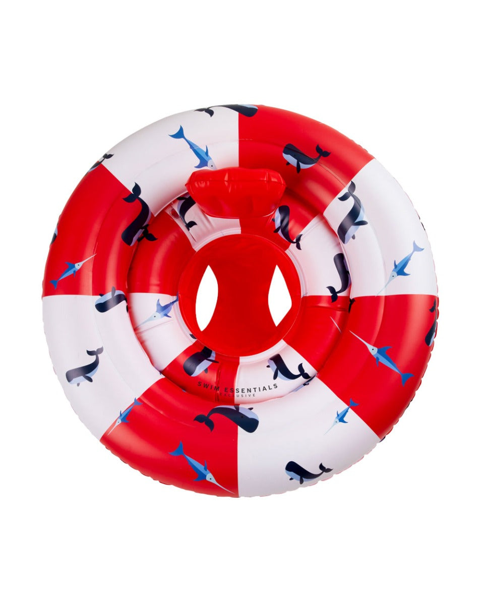 Swim Essentials Red-white Whale Life Buoy printed Baby Swimseat 0-1 year