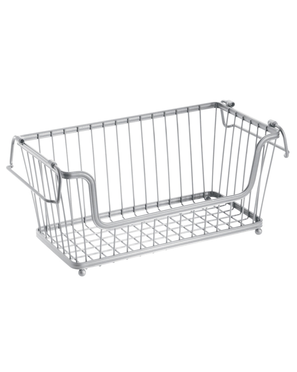 Interdesign York Lyra 12 inch Open Basket Silver Set of 2