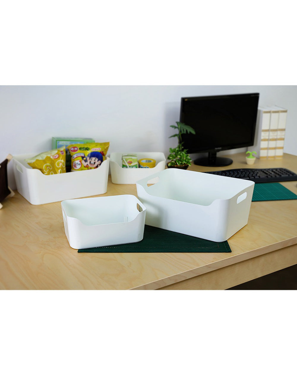 Keyway Small Storage Box White Set of 3